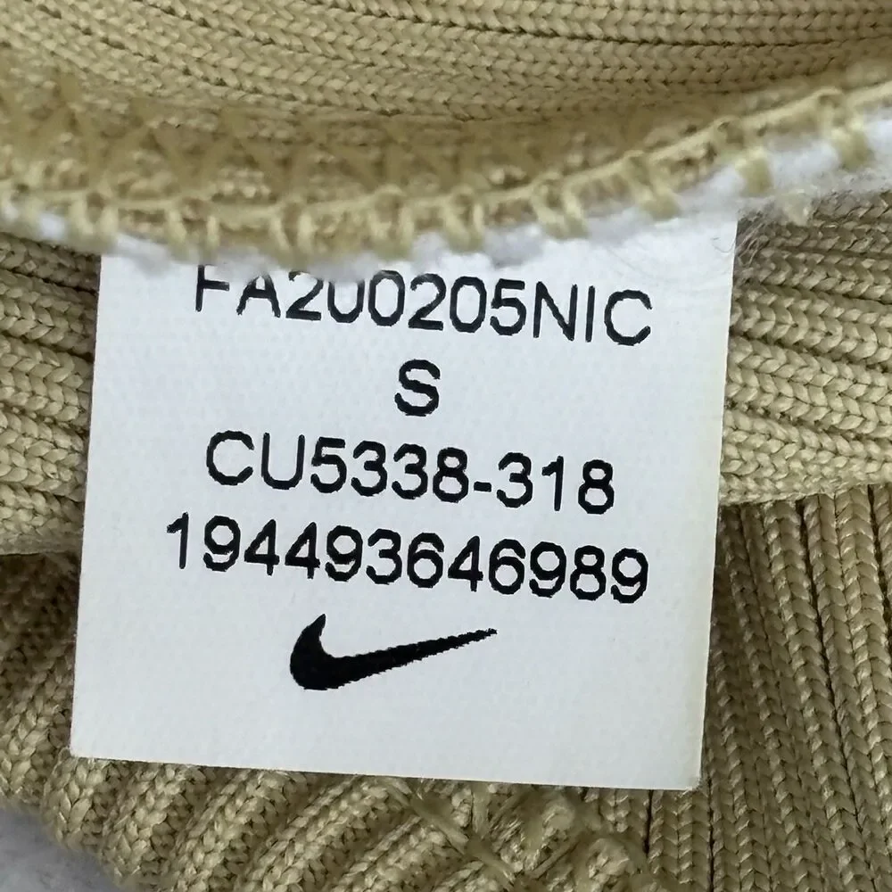 NIKE Ribbed Tank Cami Top Size S Yellow Cropped Lettuce Hem Center Swoosh